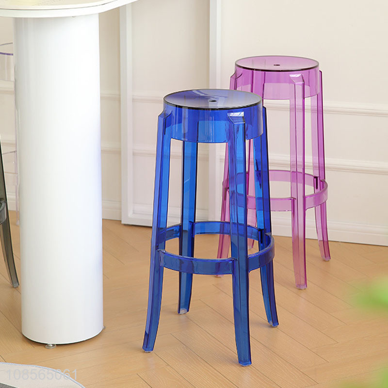 Wholesale modern colorful transparent bar stool plastic high stool