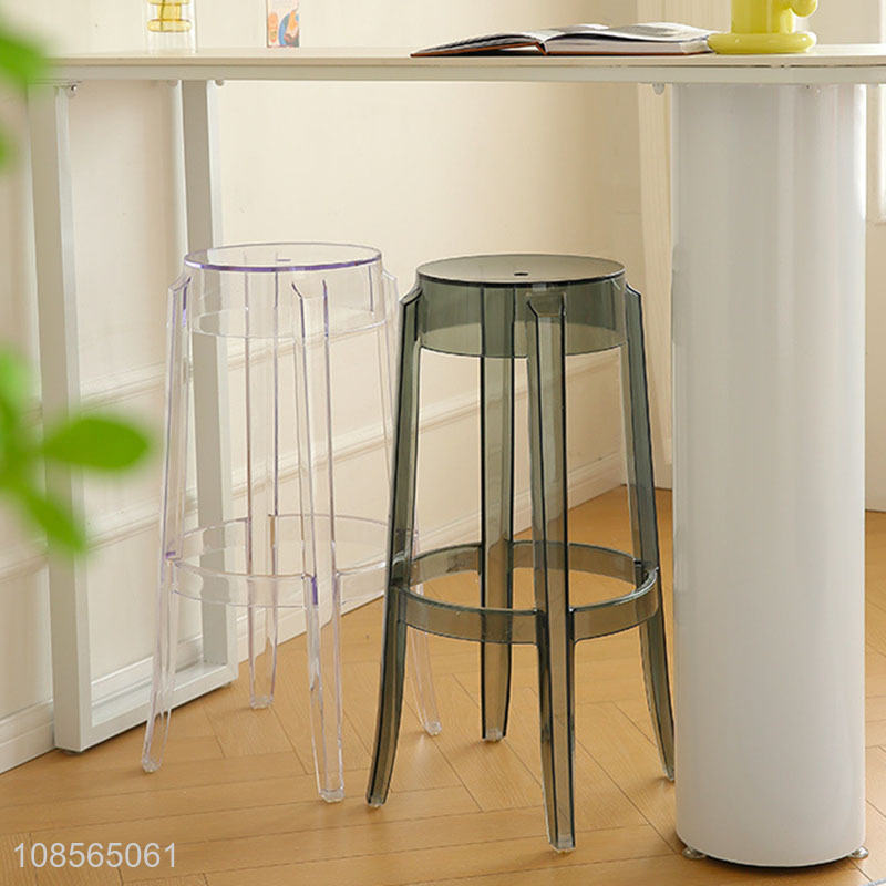 Wholesale modern colorful transparent bar stool plastic high stool