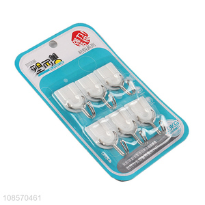 Hot selling 6pcs utility wall hooks <em>plastic</em> sticky <em>hook</em> for hanging