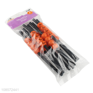 Hot selling pumpkin plastic juice straw for Halloween party