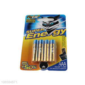 Factory supply 4 pieces 1.5V AAA carbon-zinc batteries