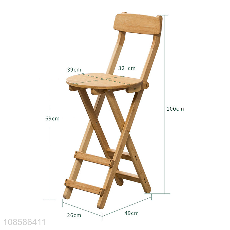 Good quality folding bamboo bar stool chair foldable high stool