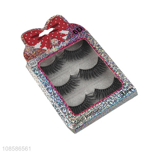 Private label 3 pairs 6D natural look fluffy false eyelashes