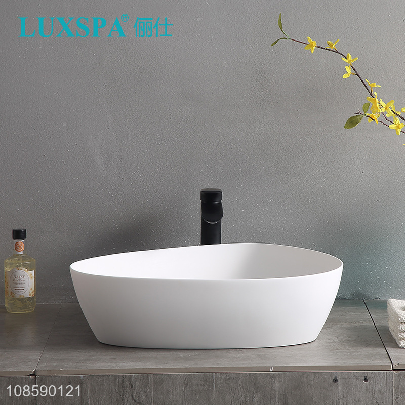 Wholesale bathroom above counter sink artificial stone vessel sink