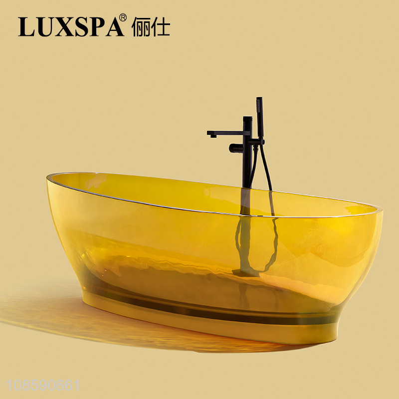 Good quality multicolor transparent freestanding resin bathtub for adult