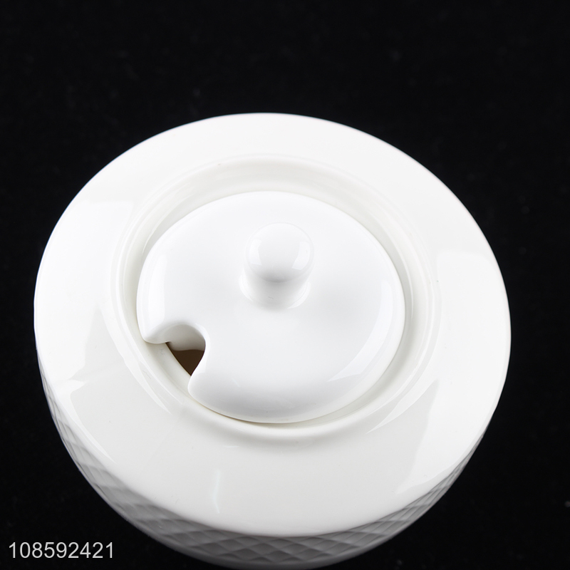 High quality ceramic sugar jar porcelain sugar pot with lid