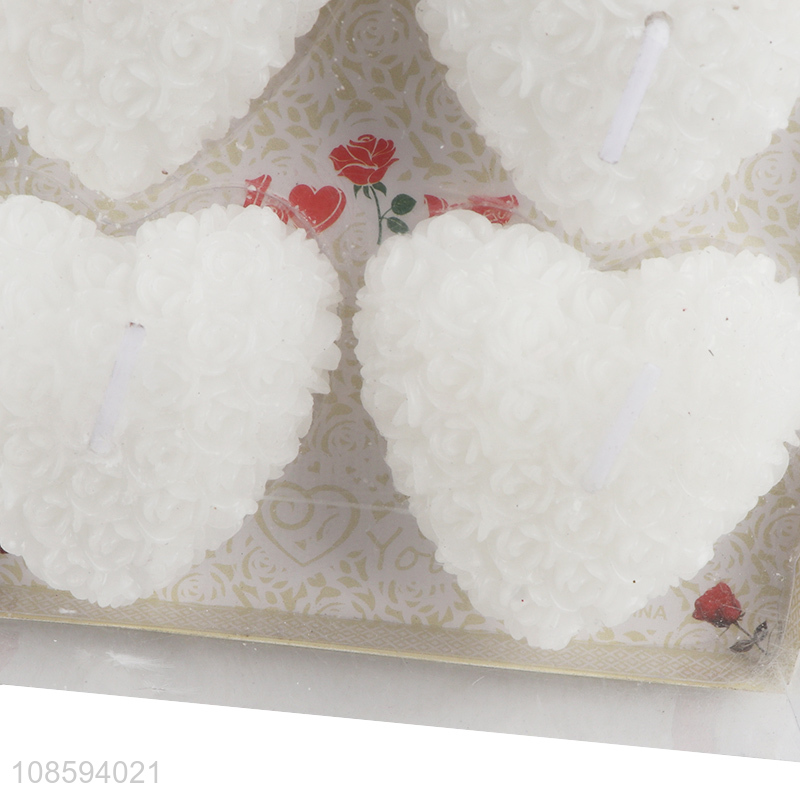 Good quality 4 pieces Valentine's Day candles heart shaped wax candle