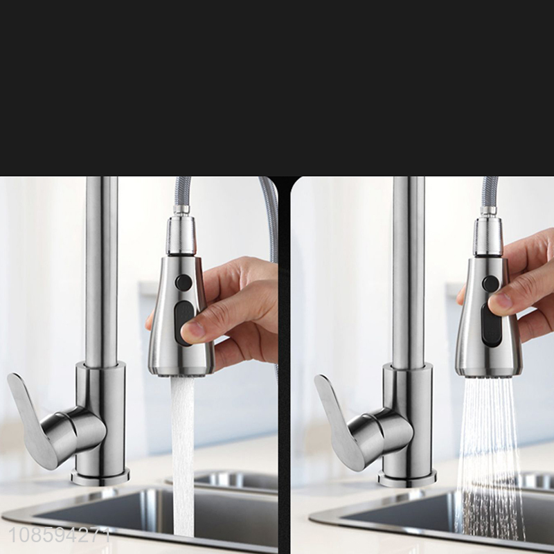 Custom stainless steel pull out kitchen faucet hot cold water faucet