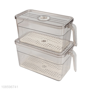 Top quality plastic food grade fridge food storage box with handle