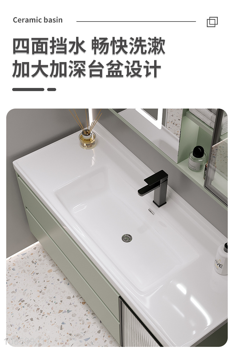 Hot selling wall mounted bathroom vanity ceramic basin with storage cabinet