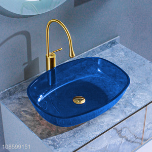 Good quality colored tempered glass bathroom sink wash basin set