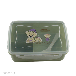 Top quality plastic cartoon bento box lunch box with tableware