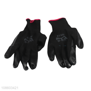 Popular products black polyester labor working gloves for sale