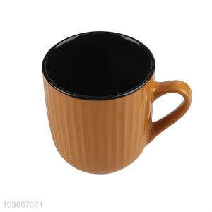 Online wholesale ceramic mugs ribbed coffee cups with handle