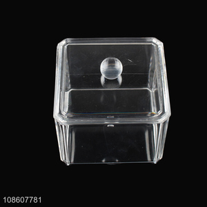 Good quality clear acrylic makeup organizer cotton buds storage box