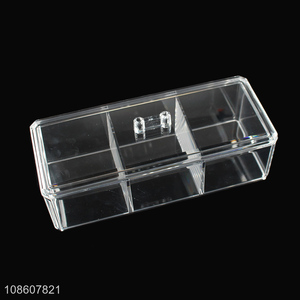 Wholesale clear lidded acrylic cosmetic organizer desktop organizer