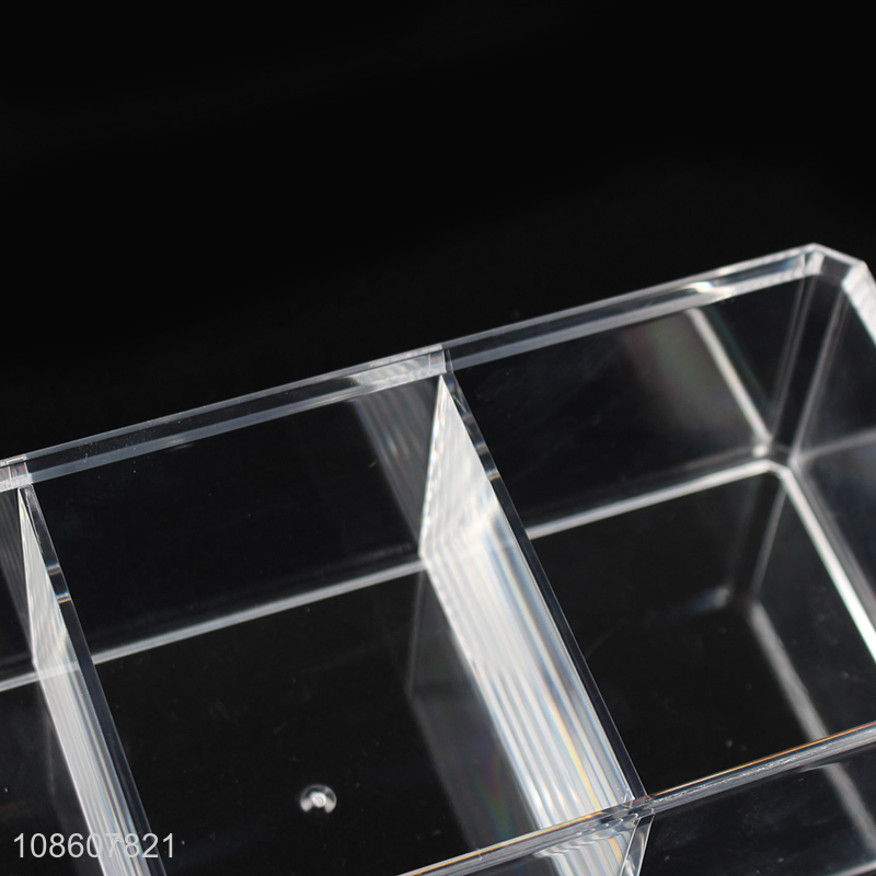 Wholesale clear lidded acrylic cosmetic organizer desktop organizer