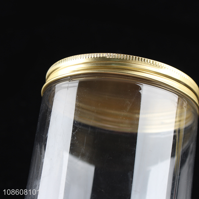 Yiwu market transparent plastic storage jar with lid