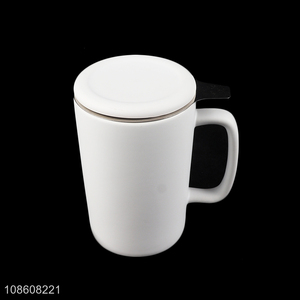 Good quality porcelain ceramic coffee tea mug with lid & filter