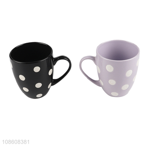 Wholesale glazed polka dot ceramic mugs porcelain coffee cups