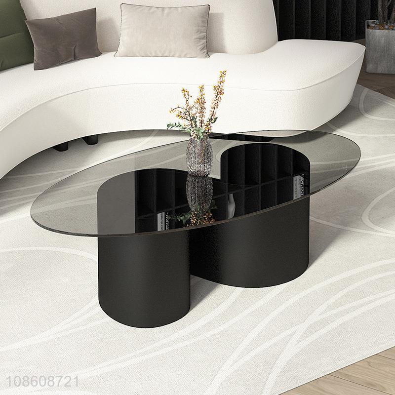 Wholesale metal frame tempered glass end table living room tea table