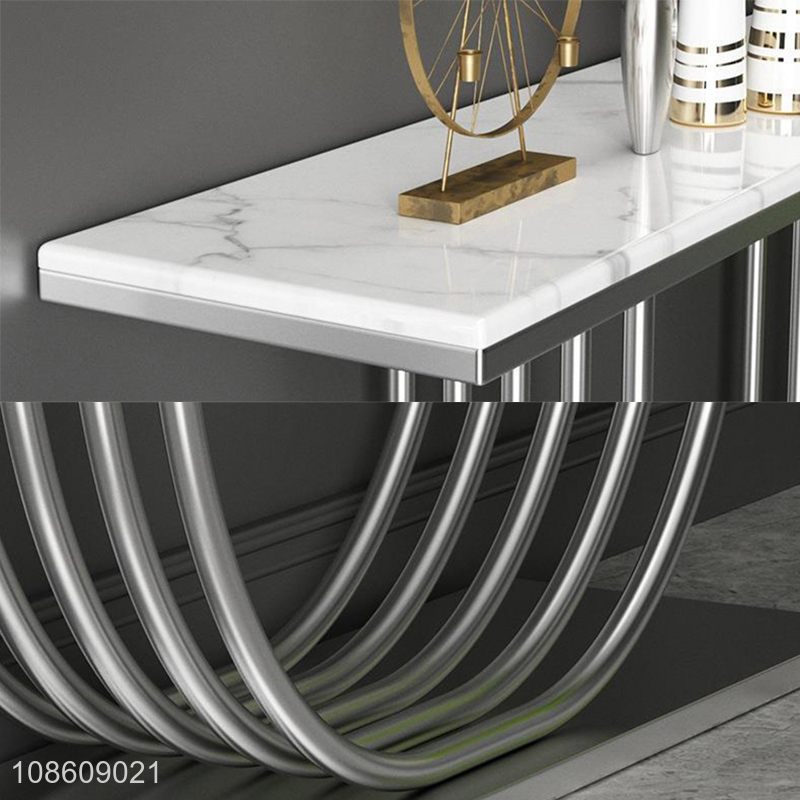 New product modern marble top entryway table with metal frame