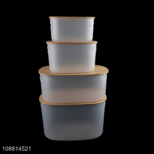 China factory large capacity pp storage bin with bamboo lid