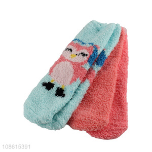 Hot items cartoon women fleece half socks winter socks