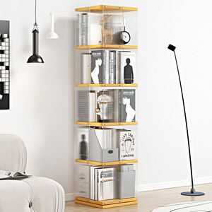 Factory price modern style acrylic transparent rotating bookshelf