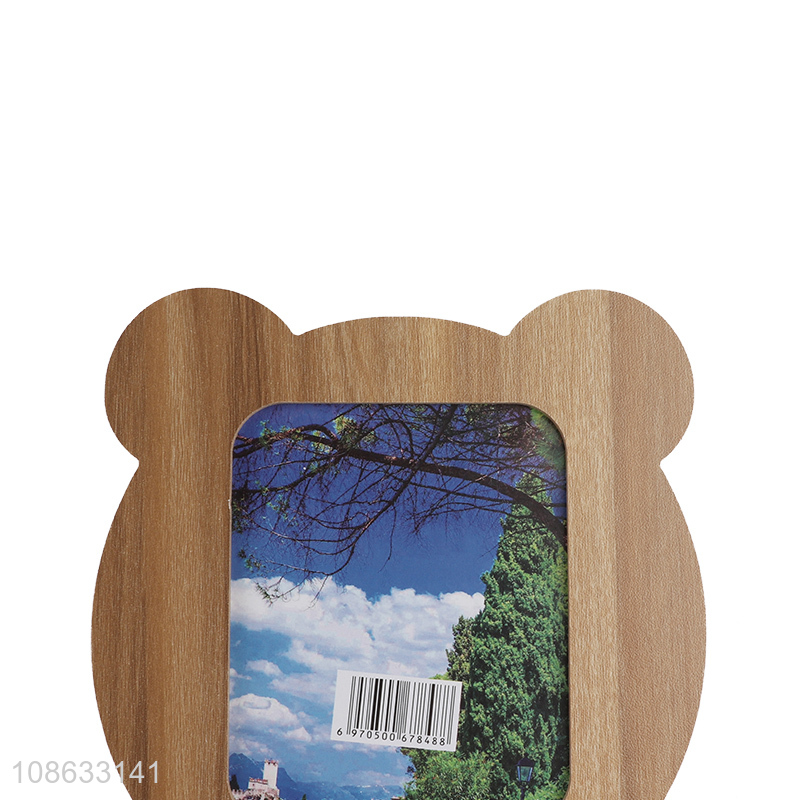 Factory supply cartoon wooden folding desktop makeup mirror for sale