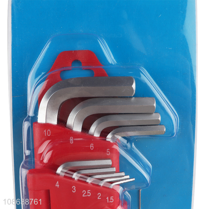 Factory supply 9pcs L type steel material ball head hex key set