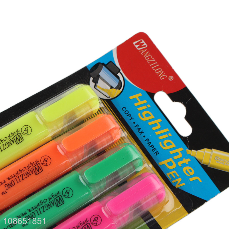 Top selling 4pcs highlighter pen stationery for school office