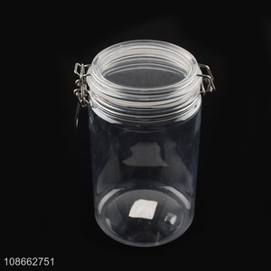 Wholesale 1500ml clear clip top wide mouth plastic food storage jar