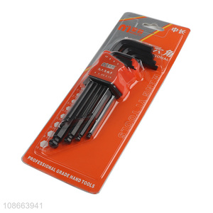 Wholesale 9pcs L type chrome vanadium steel ball head hex key set