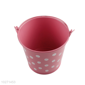 High Quality Polka Dot Metal Barrel Painted Garden Flowerpot