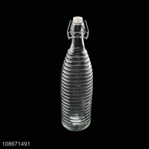 Wholesale 1000ml clear airtight glass juice bottle glass beverage bottle