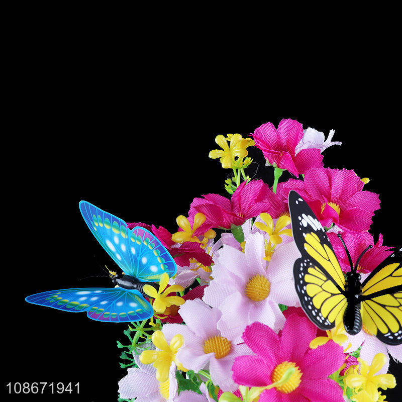 Top selling colourful fake flower bonsai simulation flower with butterfly