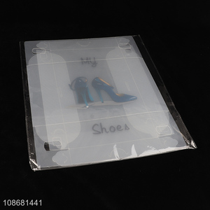 New product clear foldable pvc shoe storage box high heels organizer bin