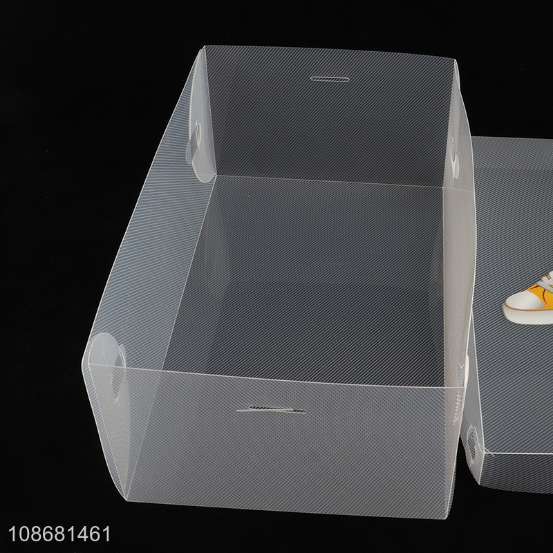 High quality clear foldable pvc shoe storage box sneaker container bins