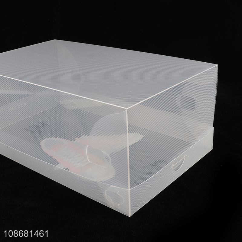 High quality clear foldable pvc shoe storage box sneaker container bins