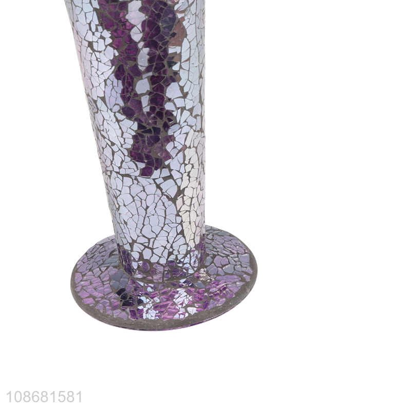 Factory price v shaped mosaic glass flower vase for tabletop decoration