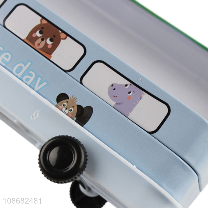 Factory supply cartoon train shape students iron pencil case for stationery