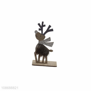 Wholesale rustic wooden Christmas reindeer statue for Xmas tabletop decor