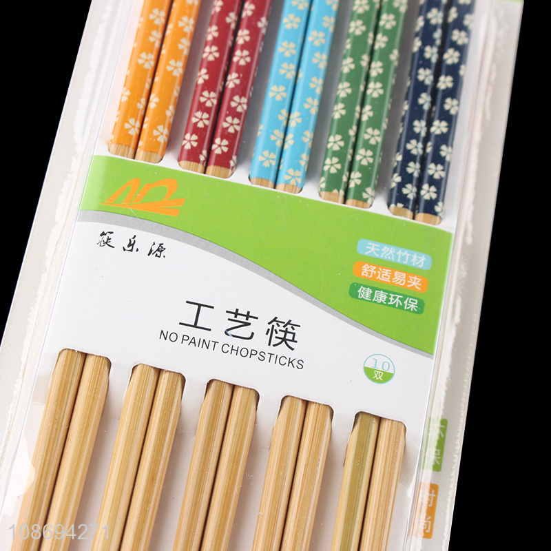 Online wholesale 10pairs high grade reusable natural bamboo chopsticks