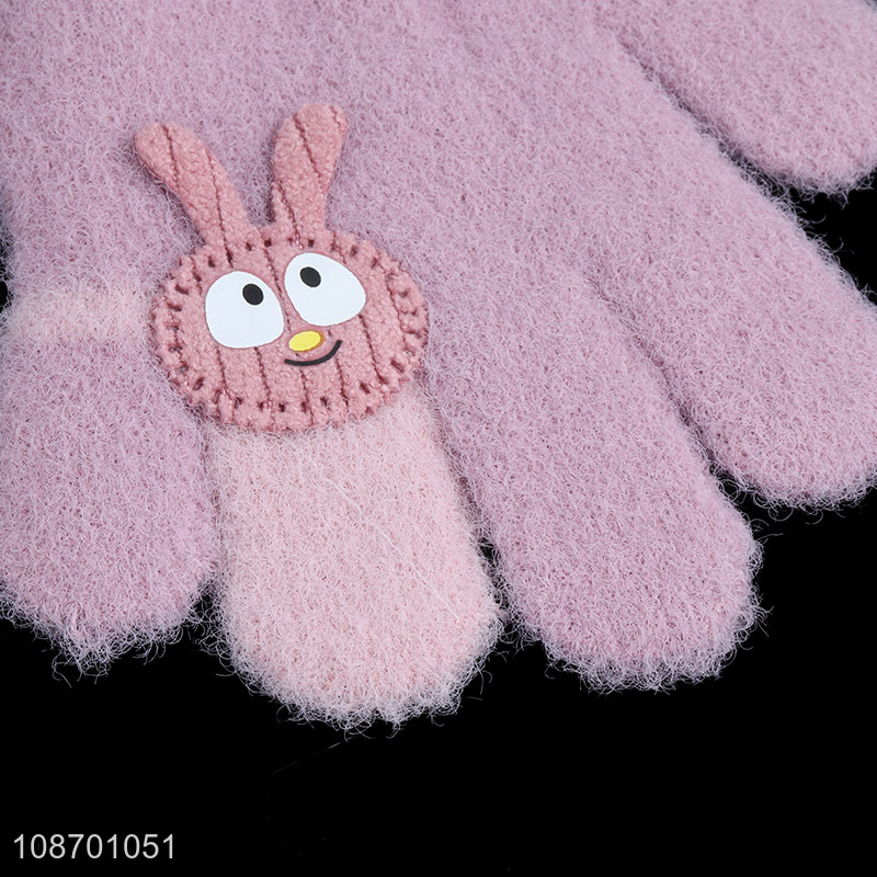 Good quality cartoon rabbit children polyester gloves for winter