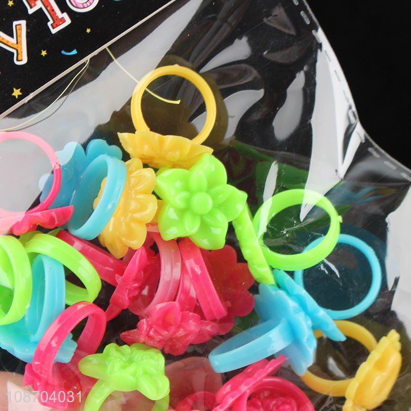 Factory supply plastic multicolor flower ring toys for jewelry