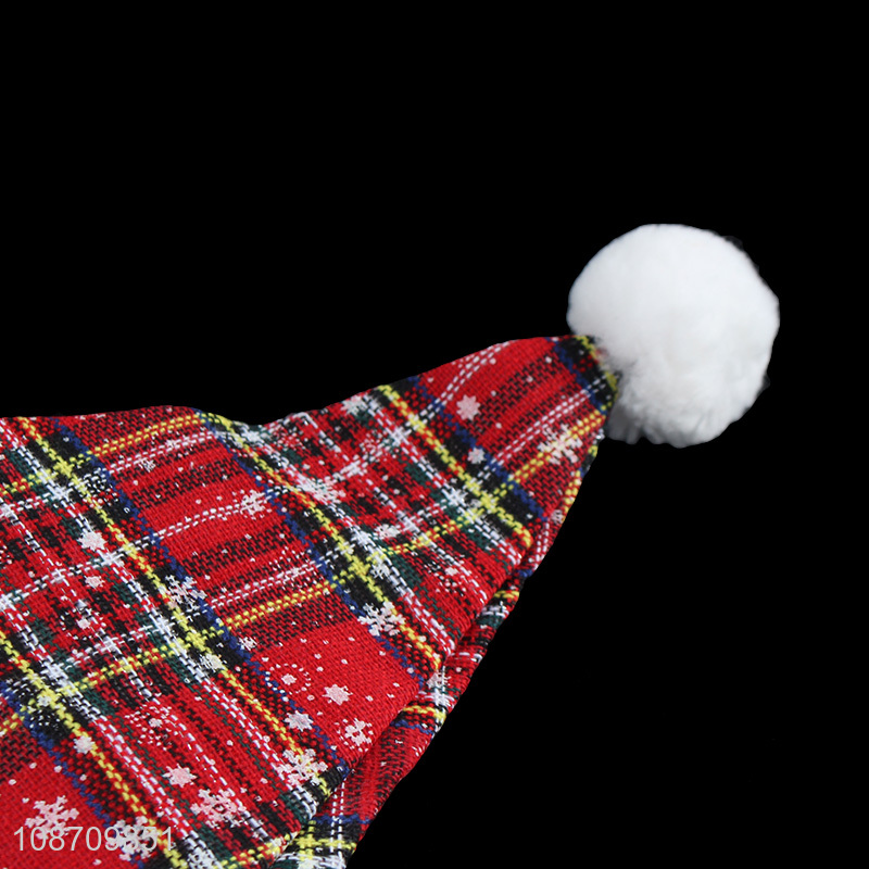 Hot selling non-woven fabric plaid Christams hat santa hat wholesale