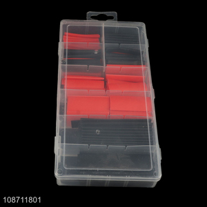 Wholesale 106pcs heat shrinkable insulation sleeves. including: black 10pcs 7.9*75mm,8pcs 9.5*75mm; 6pcs 12.7*75mm,153.2*45mm; 8pcs 4.8*45mm 6pcs 6.4*45mm; red 15pcs 3.2*45mm; 8pcs 4.8*45mm; 6pcs 6.4*45mm; 8pcs 9.5*45mm; 6pcs 12.7*45mm