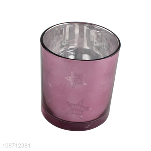 Hot selling empty glass Christmas candle jar Xmas tealight candle jar