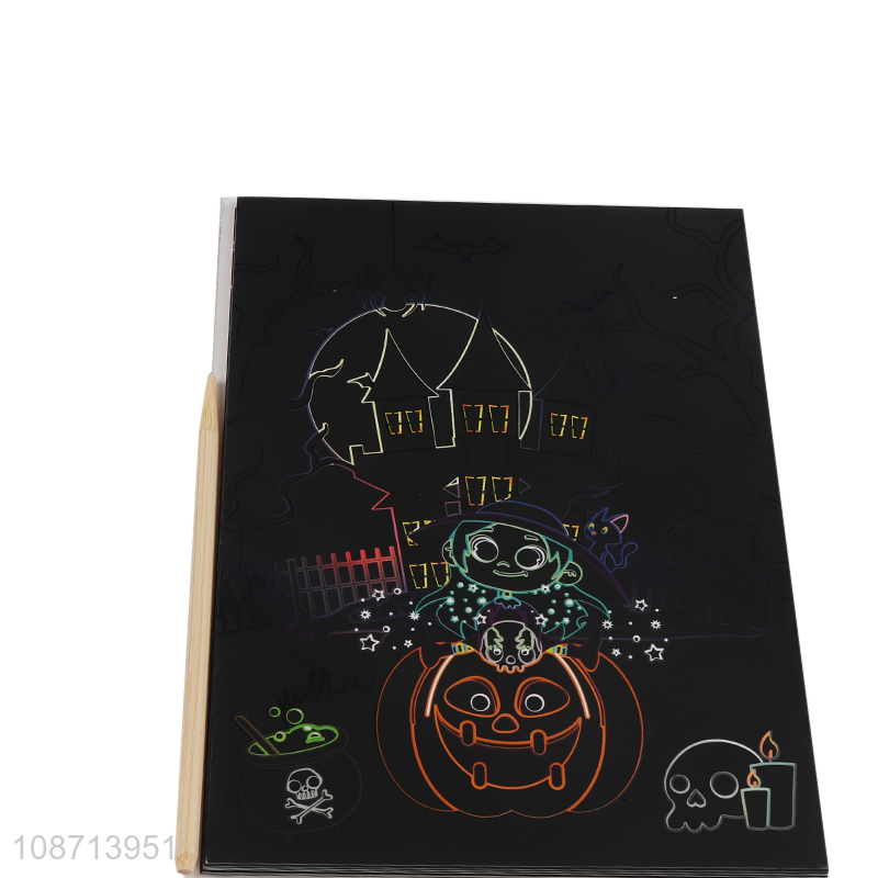 Hot selling halloween series children scratch art card art paper wholesale